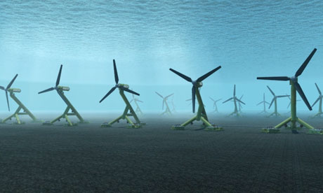  圖片：海底潮汐發電設備的外形與風力渦輪機十分相似（自路透社）